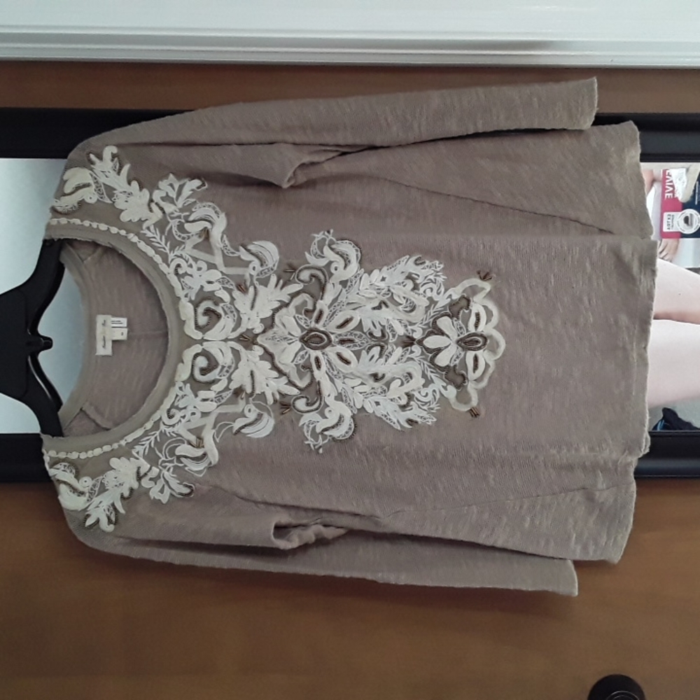 Anthropologie Meadow Rue embroidered beaded top XS